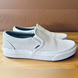 Vans White Perforated Slip-On Sneakers